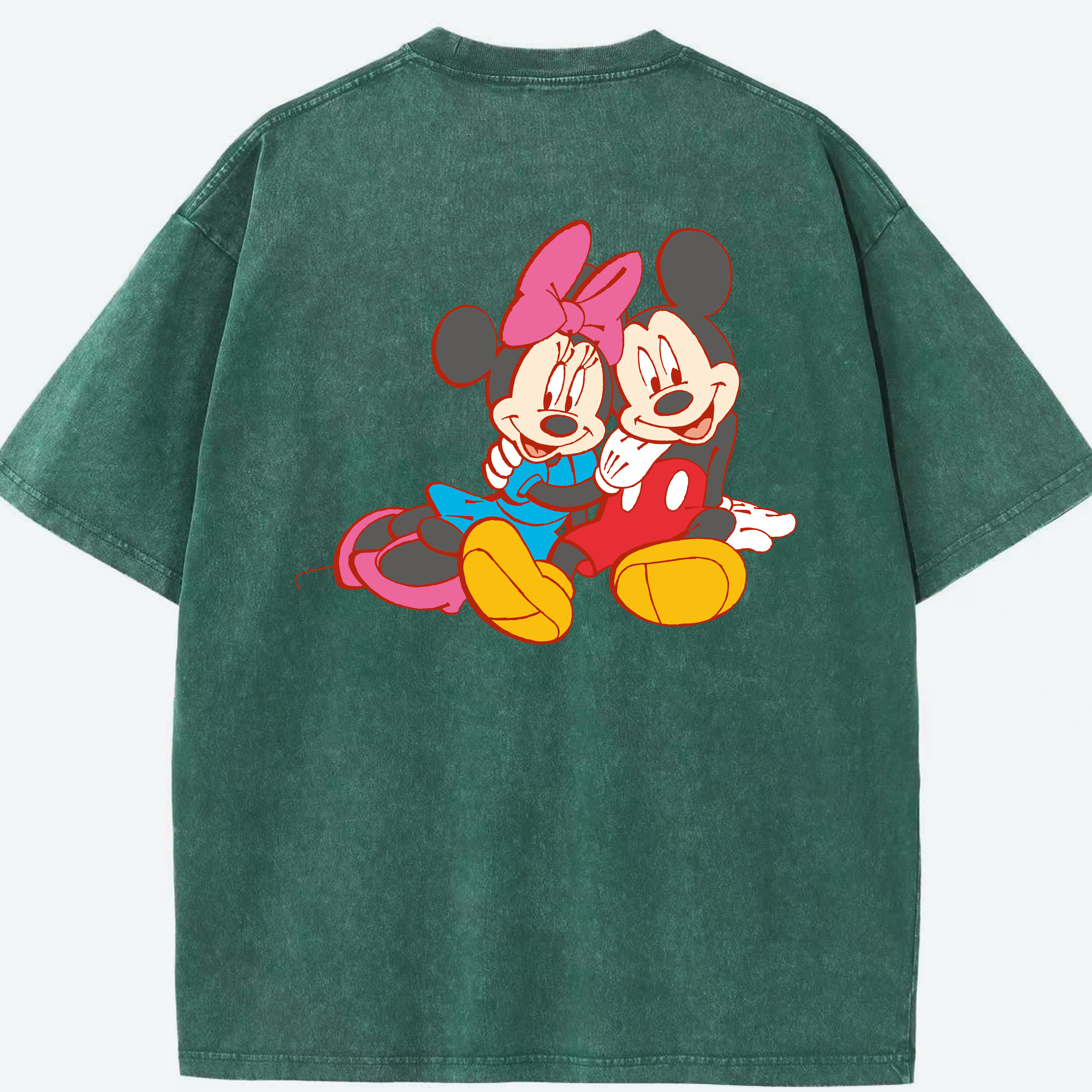 （画像用） ミッキーマウス Mickey Mouse 綿100% ヴィンテージ風 半袖Tシャツ（背面プリント）